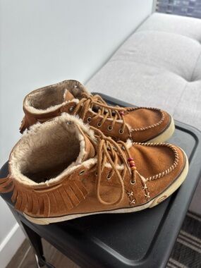 UGG Kids Chestnut Suede Fringe Moccasin Boots
